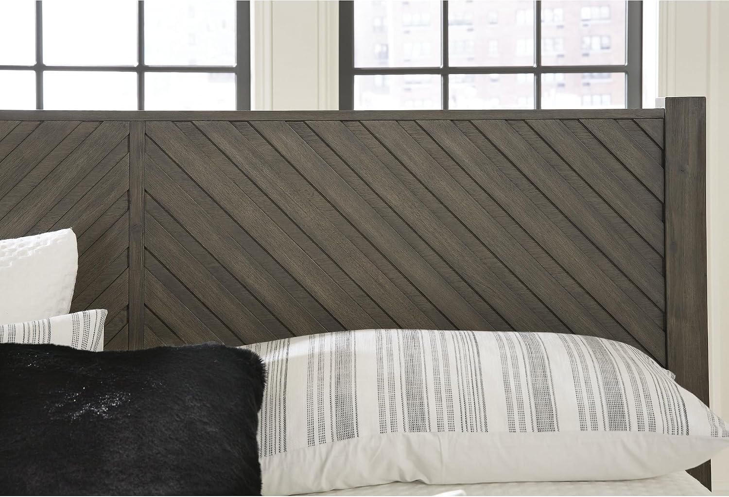 Signature Design by Ashley Arkenton Contemporary King Panel Bed with Dual USB Charging Ports, Foundation or Box Spring Needed, Dark Brown