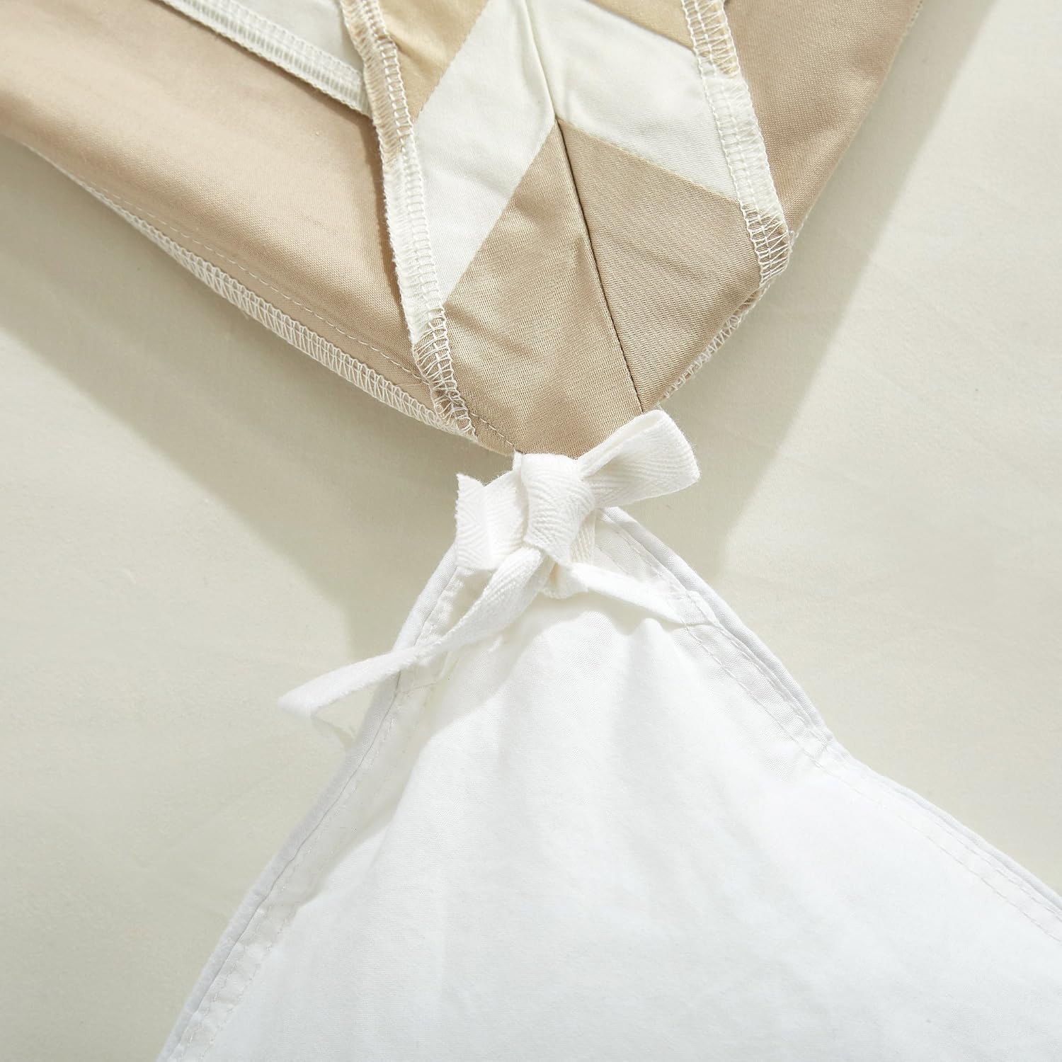 Casabolaj Shading 3 Pieces Do Not Include Filling Duvet Cover Set 100% Egyptian Cotton Sateen Luxury 400 Thread Count-Classic and Contemporary Frame Patchwork Cream/Beige/Champange(Queen)