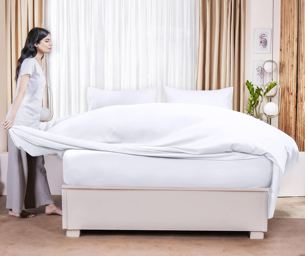Pack of 10 Flat Sheets - Queen Size 100% Egyptian Cotton 1000 Thread Count Hotel Luxury Sheet, No Shrinkage & Fade Resistant - White Solid