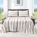 100% Linen Sheets Queen Size,Breathable & Durable 4-Piece Bed Flax Stripes Sheet Set,Soft All-Season Bedding for Hot Sleepers 16' Deep Pocket Oeko-TEX Certified,（Queen, Brown Stripes）