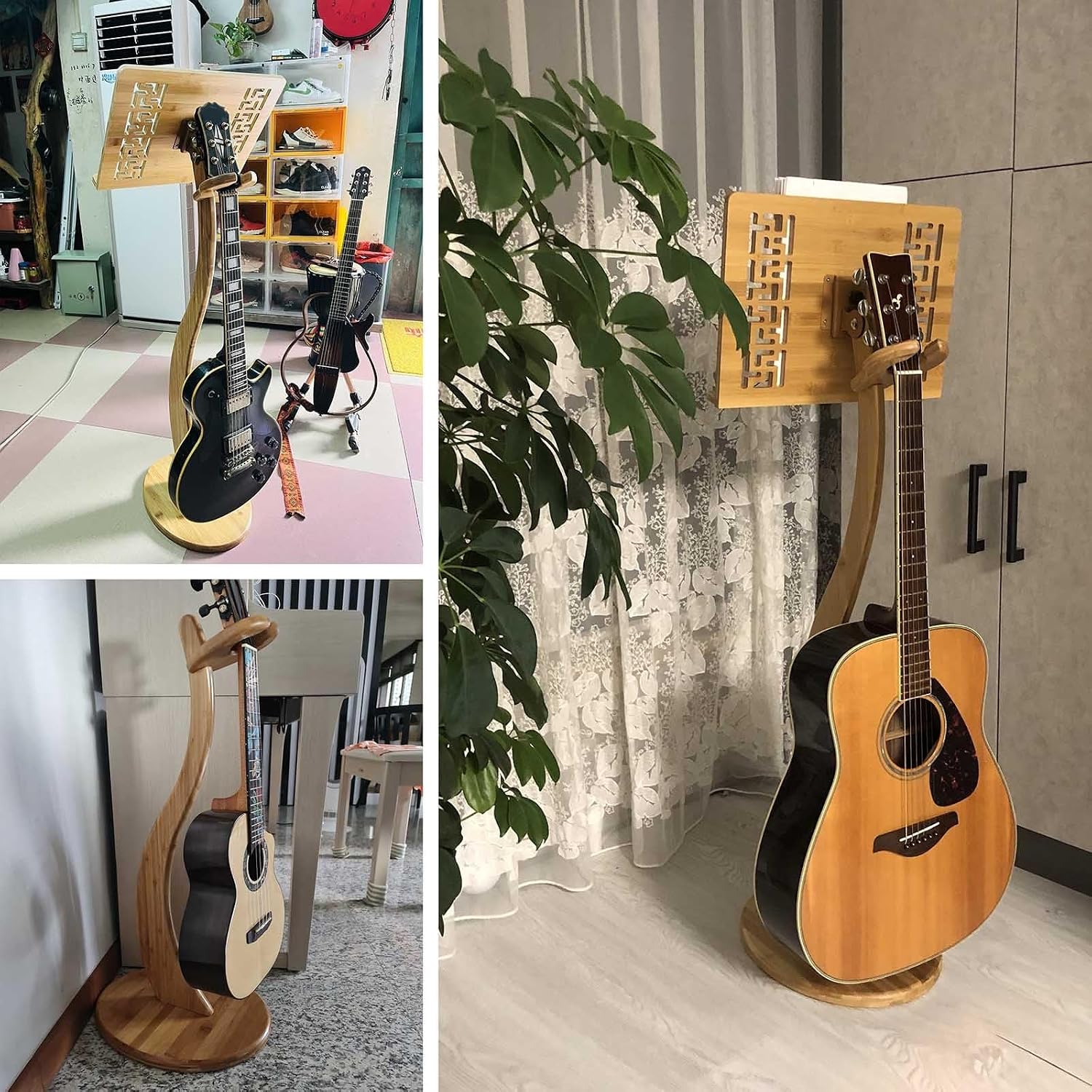 WORDFUN Sheet Music Stand, Professional Music Book Holder, Super Sturdy Guitar Violin Music Stand, Wood Station for Conductors, 340° Flip Design, for Reading & Desk & Display