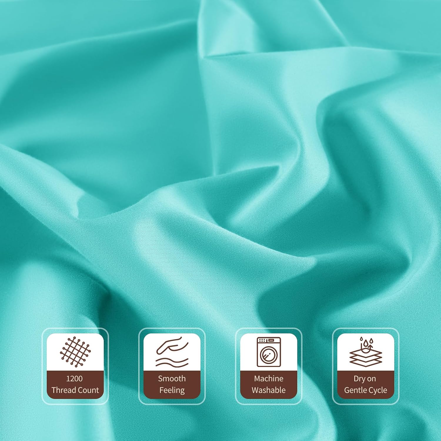 100% Cotton Sheet Sets King Size Bed Sheets 1200 TC Egyptian Cotton Sheets 4 pcs Lake Green Bedding Sets with 16' Deep Pocket All Season (Lake Green, King)