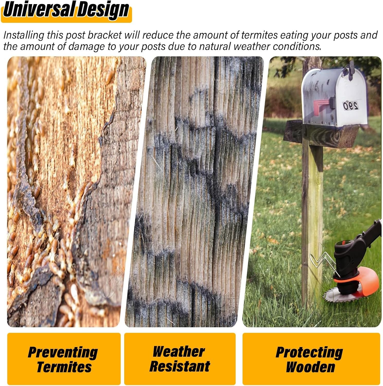 Heavy Duty Stainless Steel Post Base Brackets - 4 Pack Railing Post Support for Wooden Posts, Mailboxes, Decks & Fences(120x120x80mm)