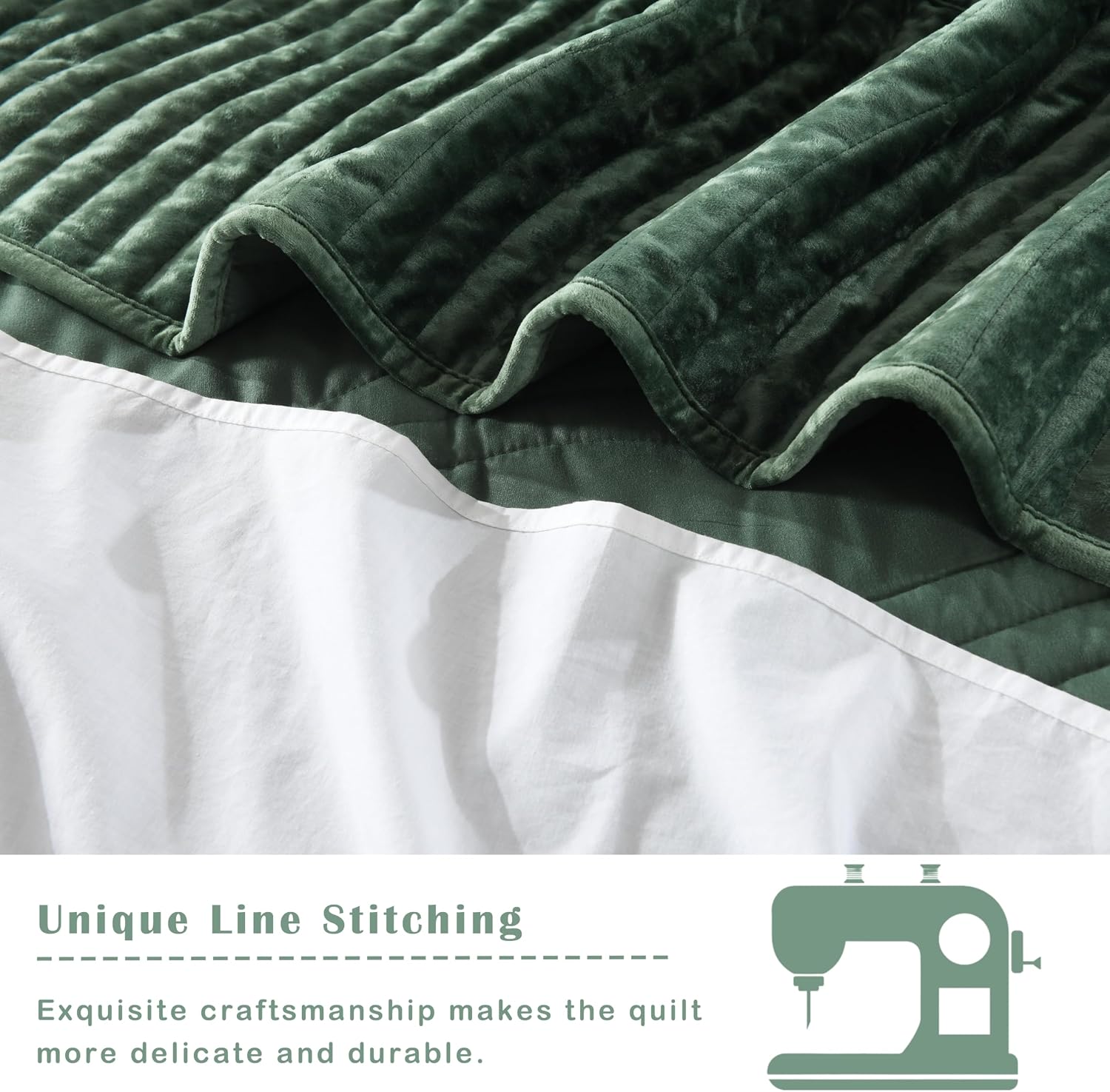 Velvet Oversized King Quilt Set, California King Comforter Set Emerald Green Bedding Set (118'*118') with 2 Pillow Shams, Luxurious Quilt Set,All-Season 3 Pieces