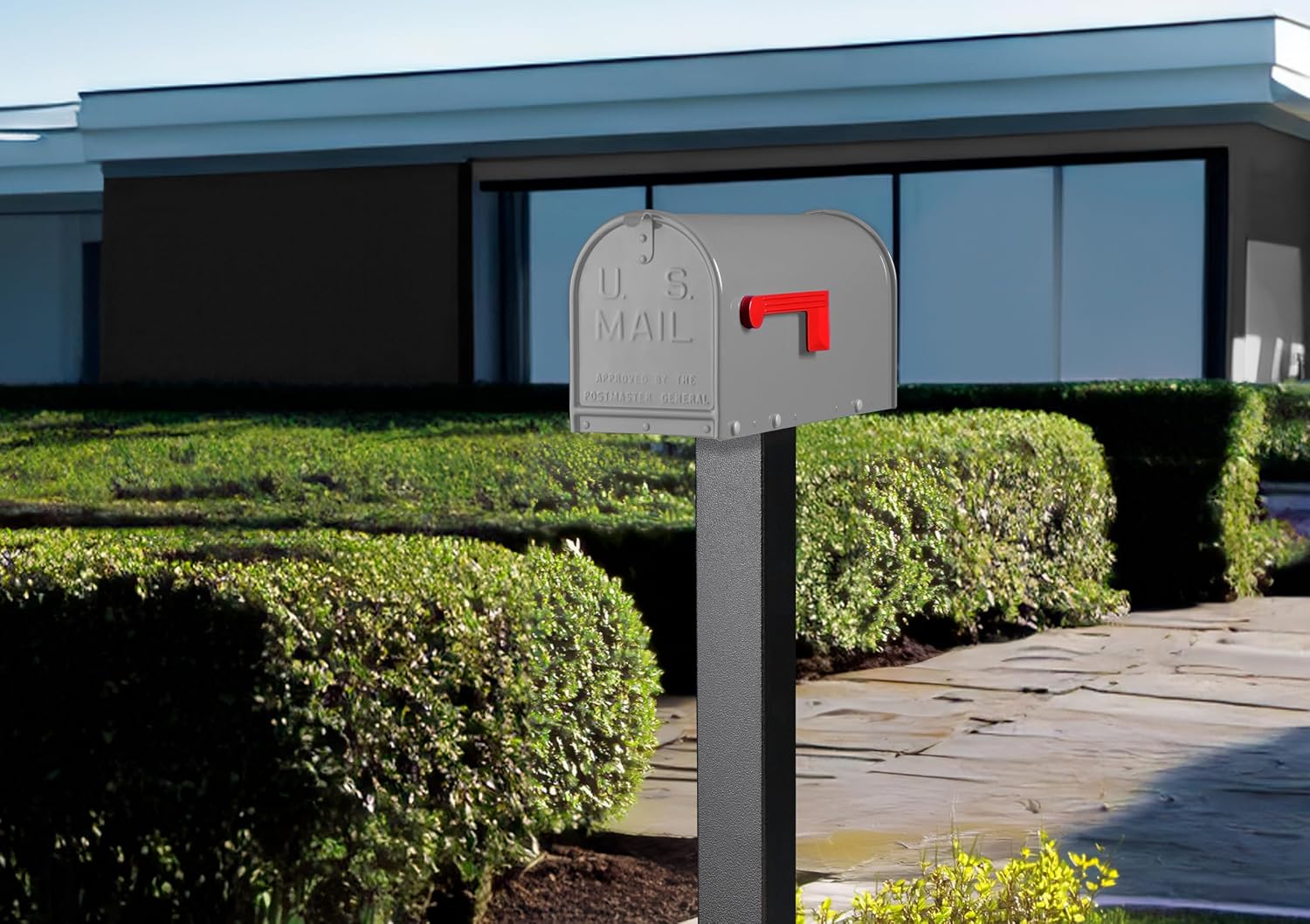 Janzer Post with Mailbox (White Post with Grey Mailbox)