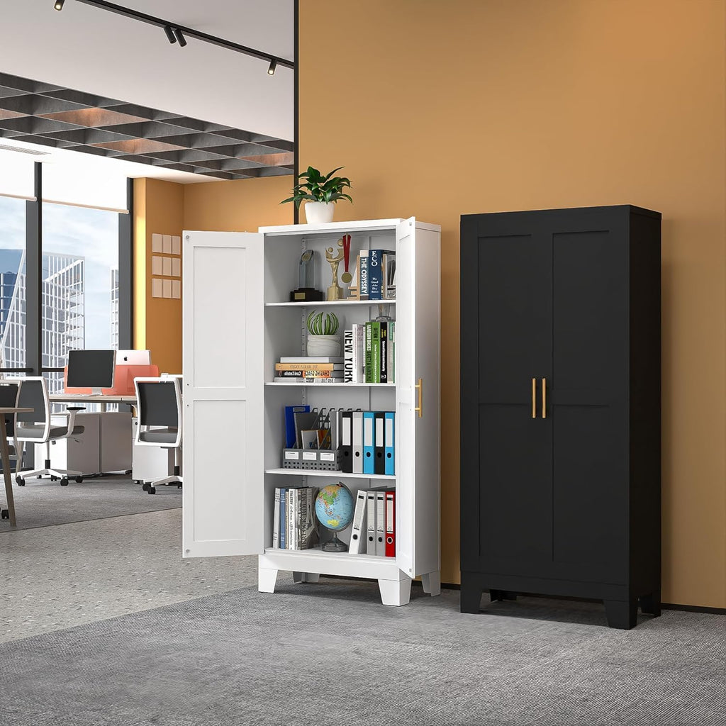 erosoei 61.02'H Metal Pantry Storage Cabinet, Kitchen Storage Cabinets with Adjustable Feet and Shelves, Pantry Cabinet for Kitchen, Living Room, Laundry Room and Dinning Room