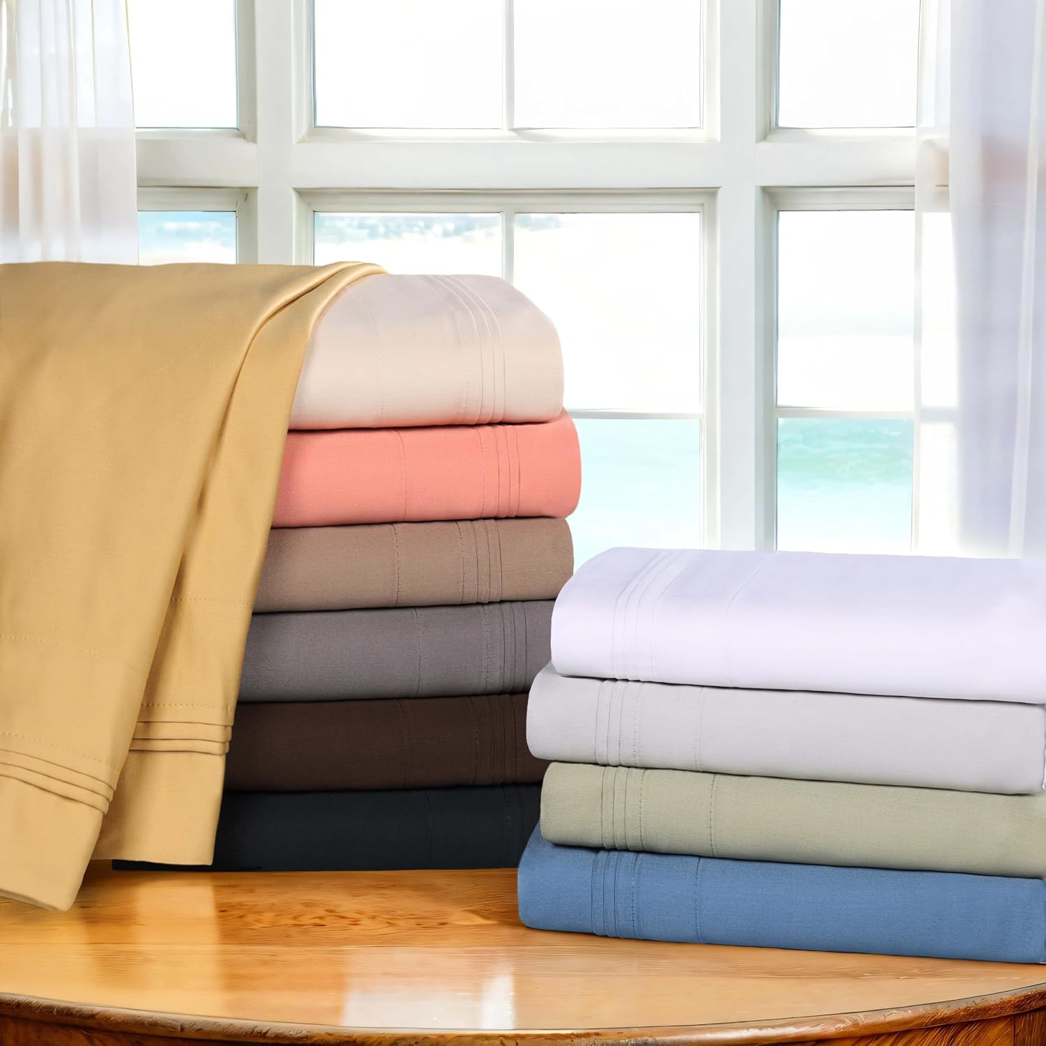 Superior Egyptian Cotton 4 Piece Sheet Set, Luxury 1500 Thread Count, Eco-Friendly, Sustainable Sheets, Ultra-Soft Basics, Solid, Deep Pocket Fitted Sheet, Flat Sheet, Pillowcases, Full, White