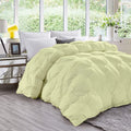 Crown Collection Ivory Down Alternative Pinch Pleated Comforter- Oversized Queen Size 98 x 98 Inches 1 Piece All-Season Duvet Insert, 500 GSM with Corner Tabs 100% Egyptian Cotton- (Ivory Solid)