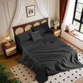 1200 Thread 100% Egyptian Cotton Sheet Sets Full Size 4 Pcs Bedding Set, Fitted Sheet Deep Pocket Up to 16' Soft Bed Sheet for All Season (Full, Black)