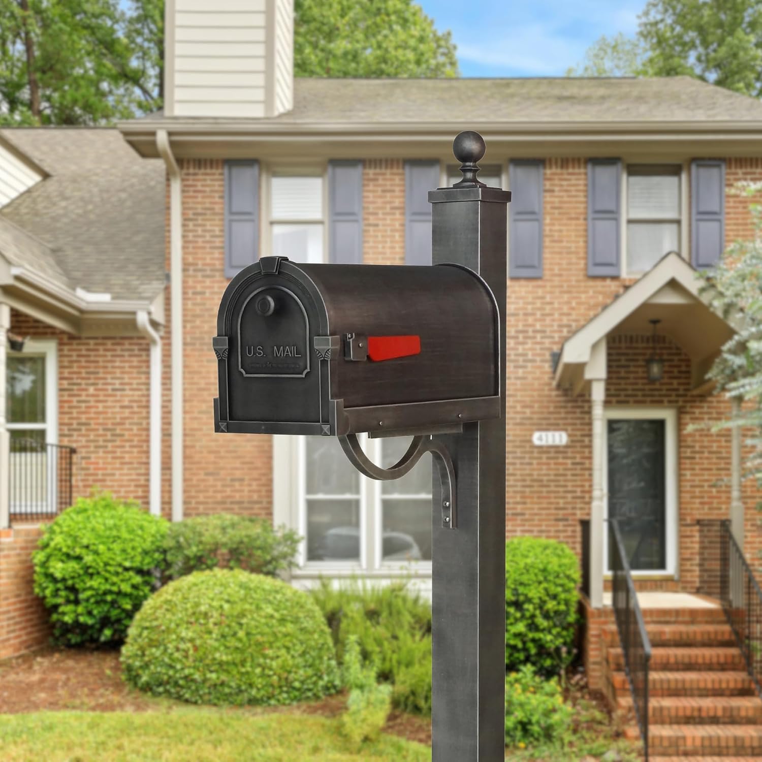 Special Lite Savannah Curbside Mailbox - Swedish Silver Aluminum Mailbox for Post Mount - SCS-1014-SW