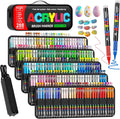 Sanyetral 288 Colors Acrylic Paint Markers with Carrying Bag and Shoulder Strap, Soft Brush Tip Paint Pens for Wood, Stone, Canvas, Glass, Fabric, Egg, Rock Painting