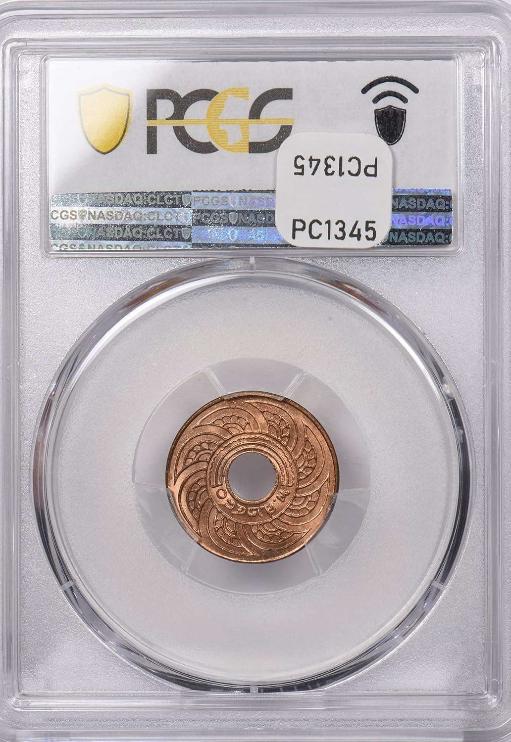Collectible Coin Thailand 1937 BE 2480 1/2 Satang PCGS MS 66 RED Rare in red finest known None Higher PC1345