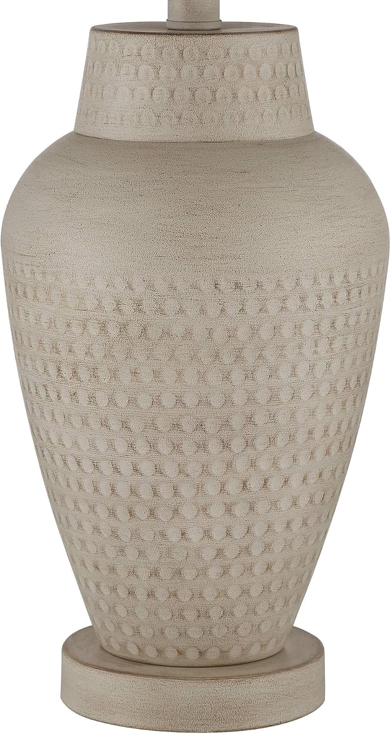 360 Lighting Rupert 24 3/4' High Vase Farmhouse Rustic Traditional Table Lamps Set of 2 Beige Hammered Metal Linen Off-White Shade Living Room Bedroom Bedside Nightstand House Office Home Reading