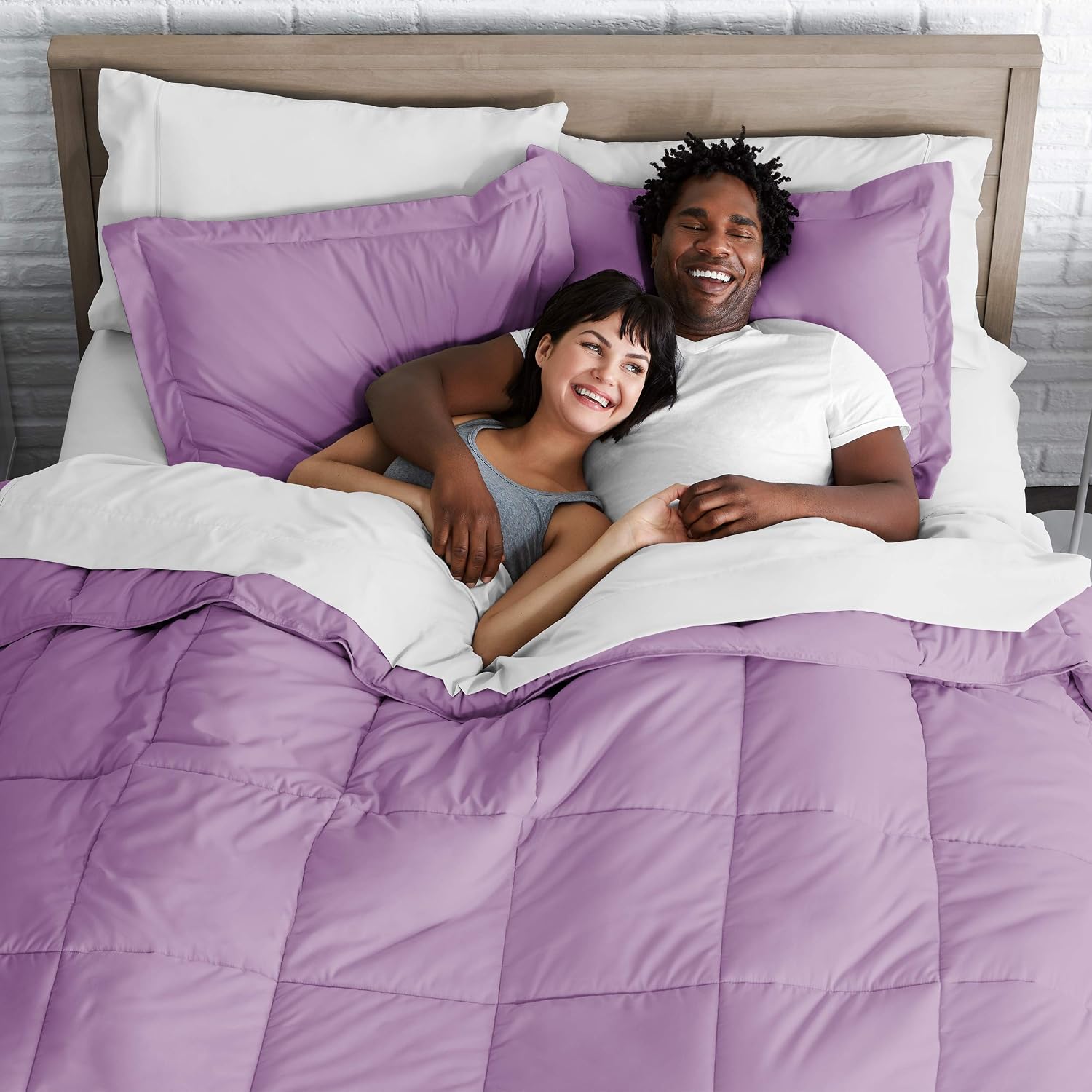 Oversized Queen All-Season Cooling Warmth Comforter Set – 3 Piece Bedding – 100% Egyptian Cotton, Long-Staple & Silky Soft – Luxury Hotel-Quality Duvet Insert – Machine Washable - Lilac