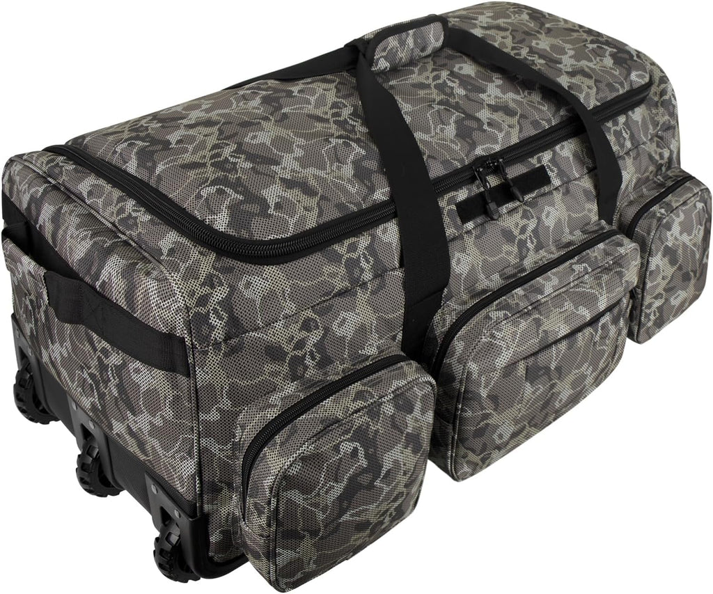 120L 3 Wheel Tactical Rolling Duffle Bag, Heavy Duty Military Deployment Luggage, 900D Waterproof Duffel for Camping Travel Outdoor Sports