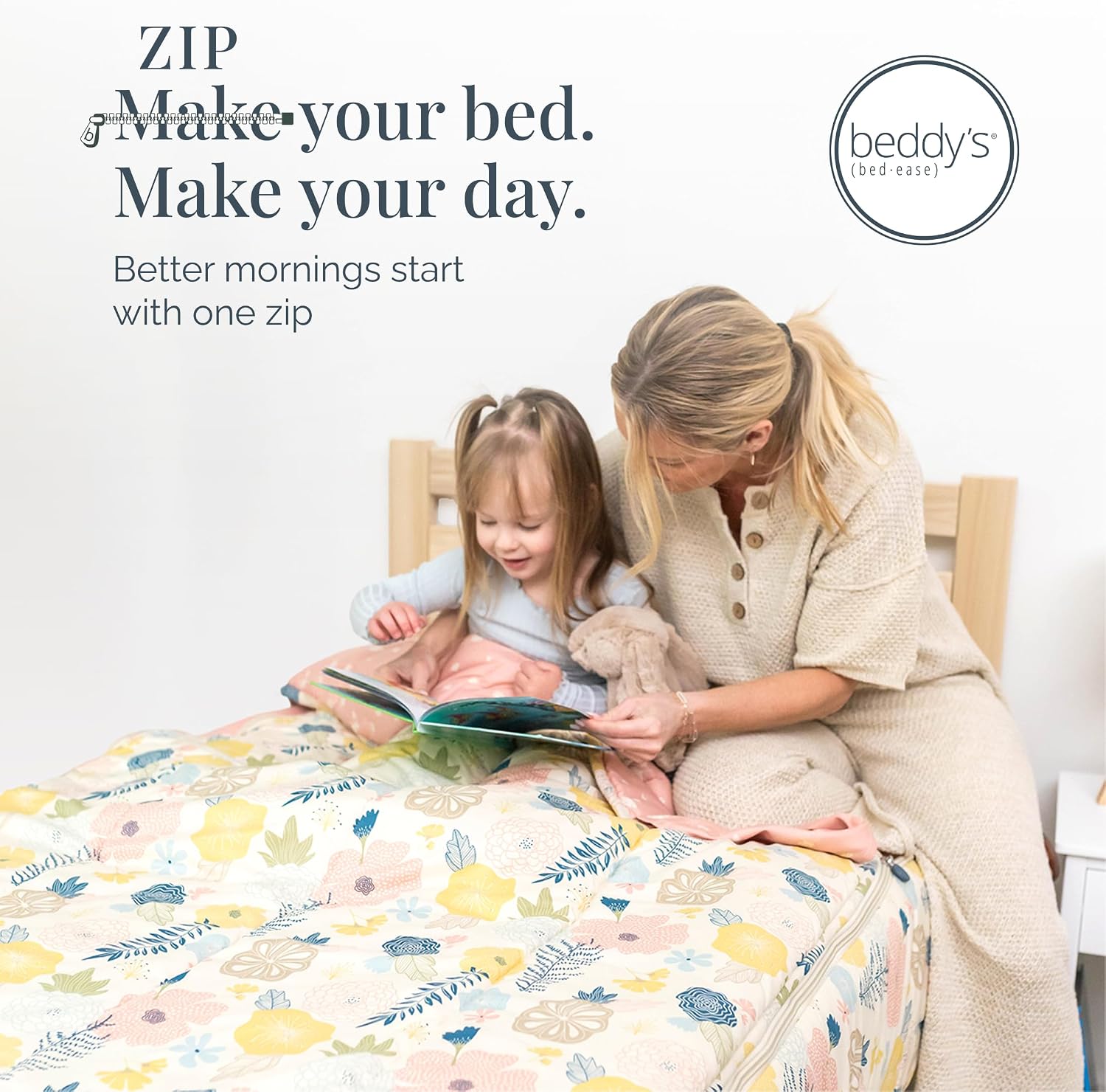 Beddy's Flower Blossoms Durable Zipper Bedding for Kids - Bed in a Bag - Pink Floral Sheets and Comforter - Includes 2 Pillowcases & 2 Shams - Easy to Make & Wash - Full