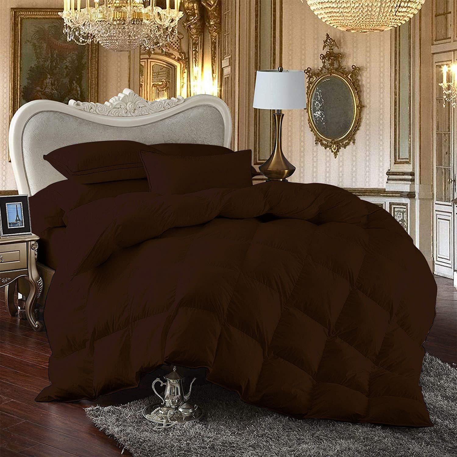 7 Piece Bed-in-A-Bag Comforter & Sheet Set 8-10' Deep Pocket, 100% Egyptian Cotton Queen Size, Chocolate, Sets Include - 1Comforter, 1Flat Sheet,1Fitted Sheet, 2Pillowcase & 2Pillowsham