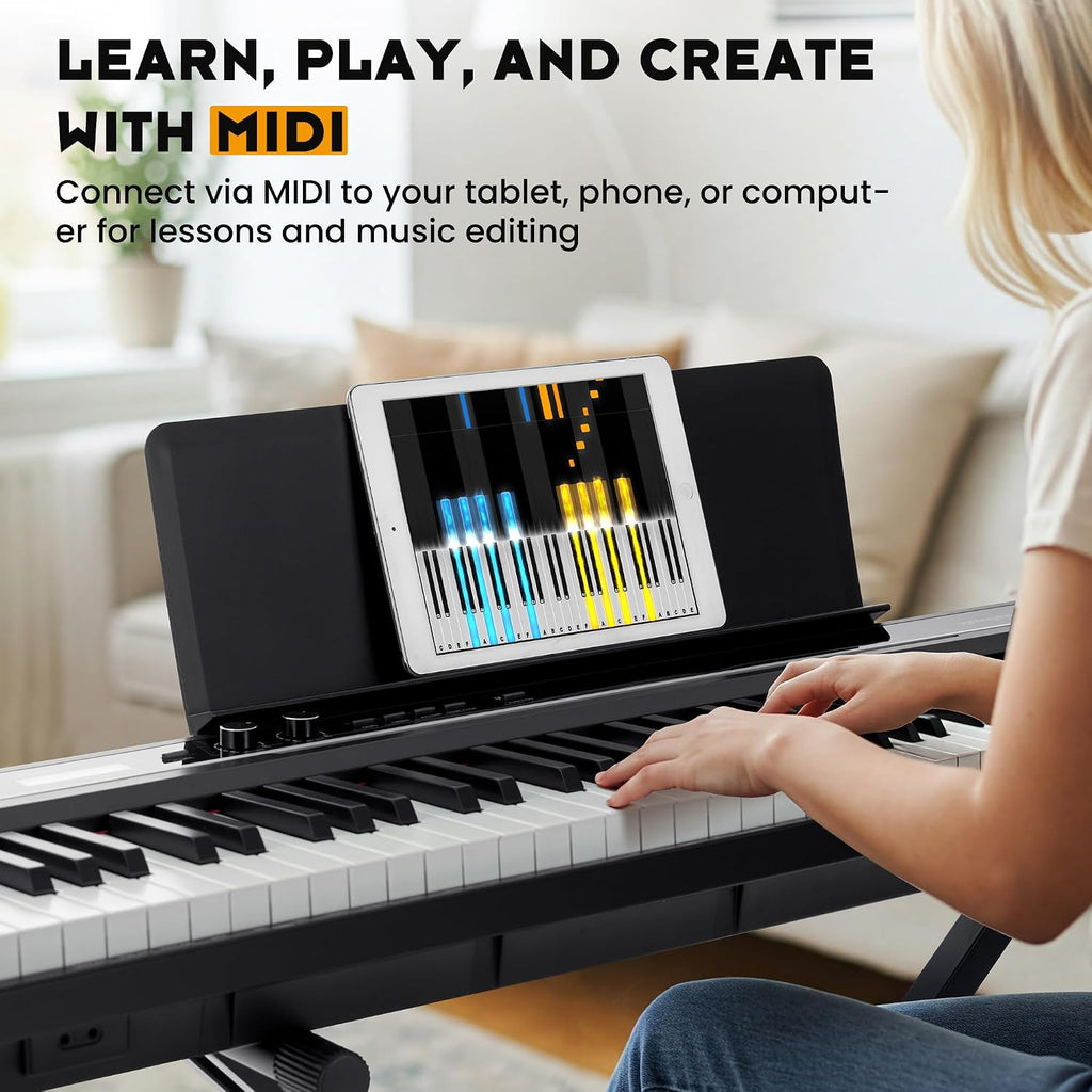 CAHAYA 88-Key Digital Piano Keyboard - Semi Weighted Electric Piano for Beginners with Double X-shaped Stand 3 Pedals and a Sheet Music Holder