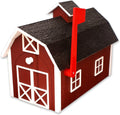 Deluxe Wooden Mailbox, Dutch Barn Style (Red with White Trim)