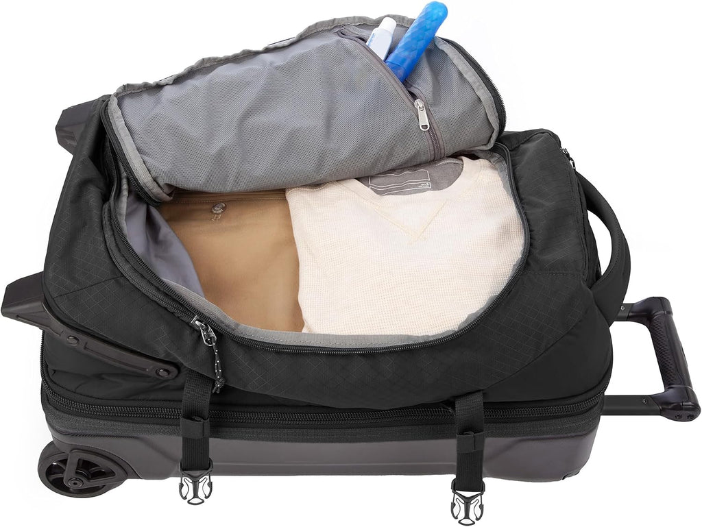 Eddie Bauer Expedition Rolling Duffel Bag with Wheels | Travel | Carry-On | Luggage | Rugged | Durable - Black, 22'