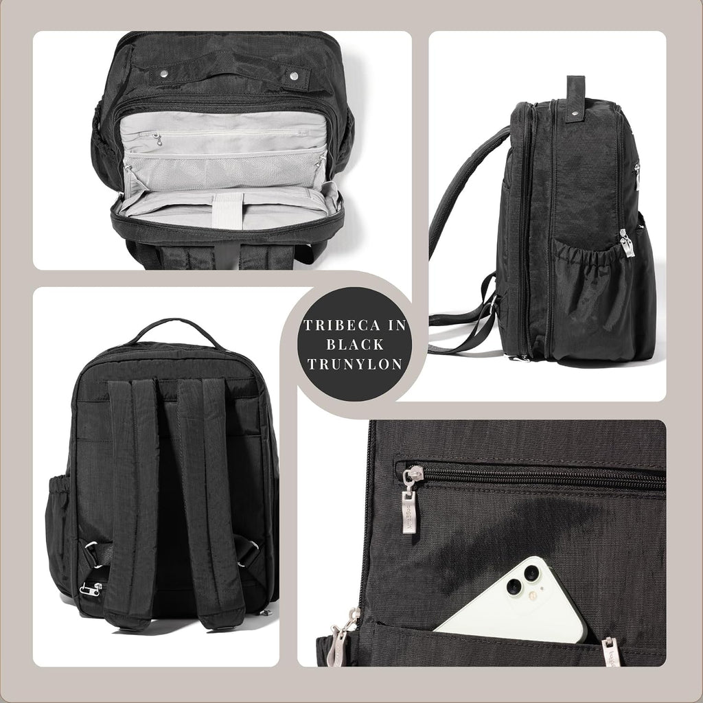 Baggallini Women's Tribeca Expandable Laptop Backpack, Black