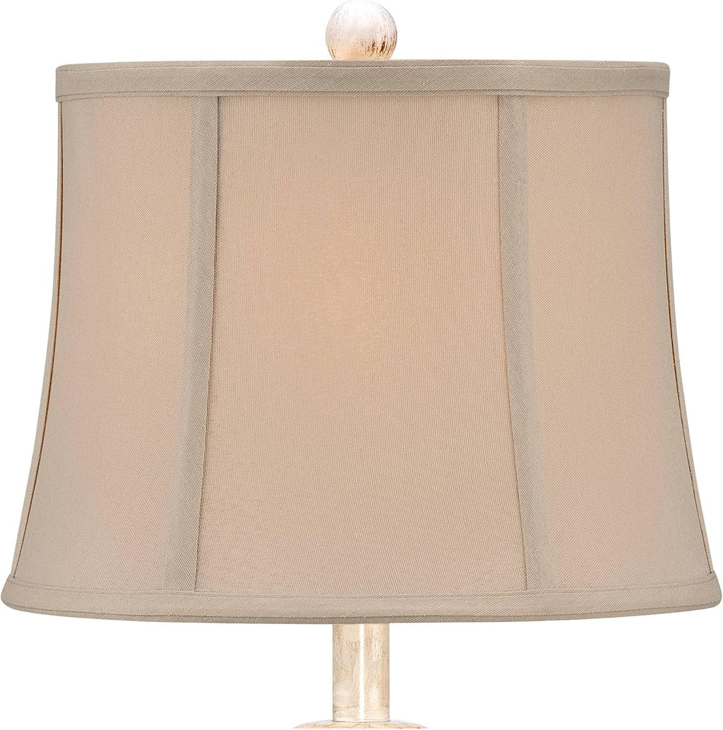 Regency Hill Sofia Rustic Country Cottage Core Accent Table Lamps 22' Tall Set of 2 Crackled Ivory Glaze Ceramic Handles Jar Beige Bell Shade for Bedroom Living Room House Home Bedside Nightstand