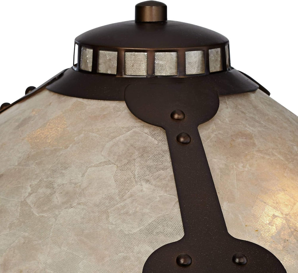 Franklin Iron Works Samuel Mission Rustic Desk Table Lamps 20' High Set of 2 with USB Charging Port Industrial Rubbed Bronze Mica Shade for Living Room Bedroom House Bedside Nightstand Home Office