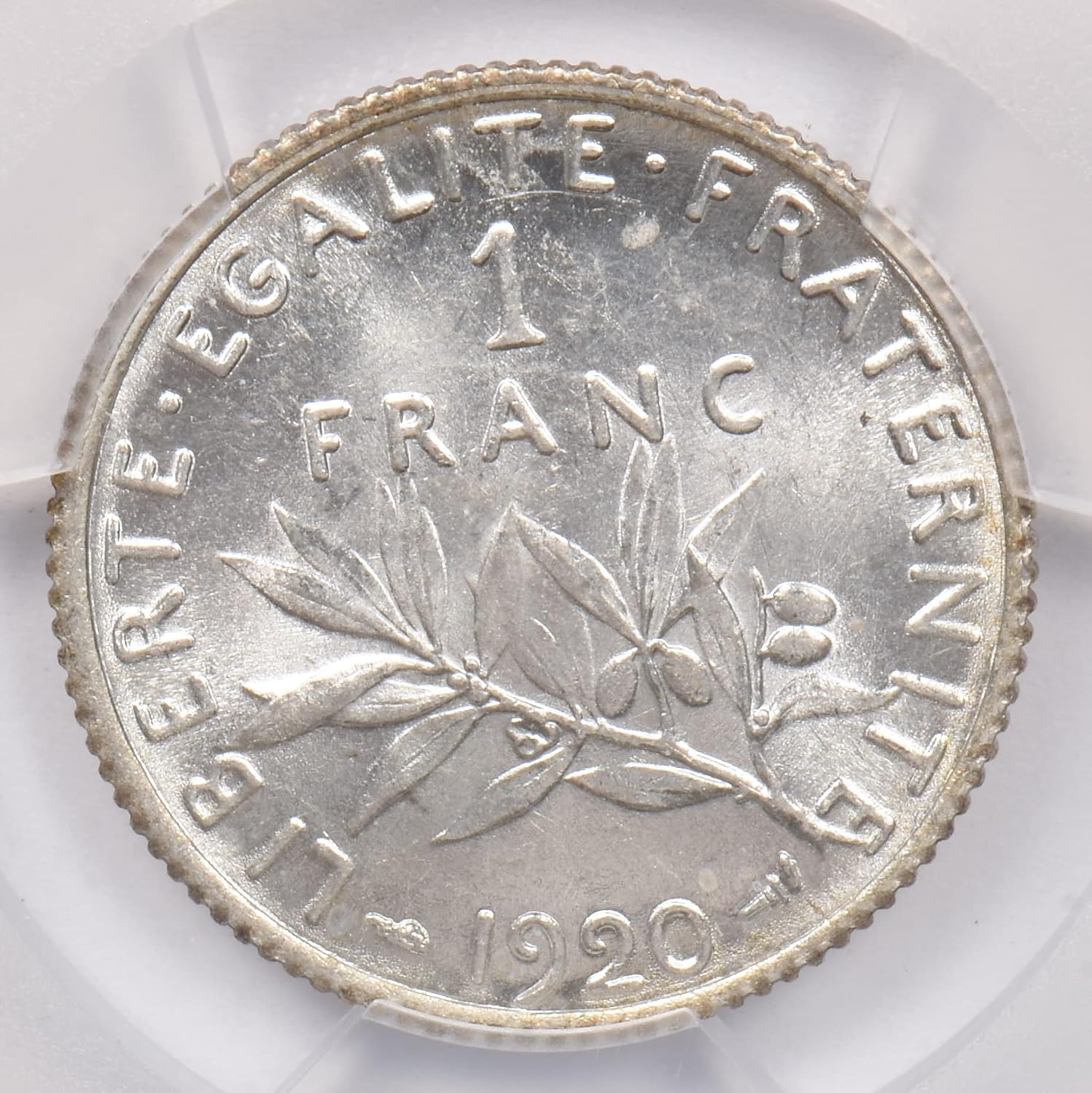 Collectible Coin France 1920 Franc PCGS MS 64 rare condition Gad-467 Semeuse PC1219
