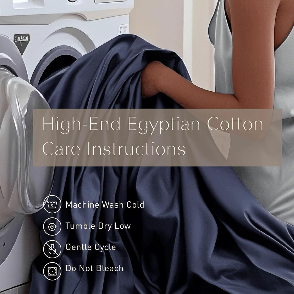 Hyde Lane 100% Egyptian Cotton Sheets Set King Size - 1000 Thread Count - 4 Piece Bed Sheet Sets with 16' Deep Pocket - Luxury Sateen Weave, Navy