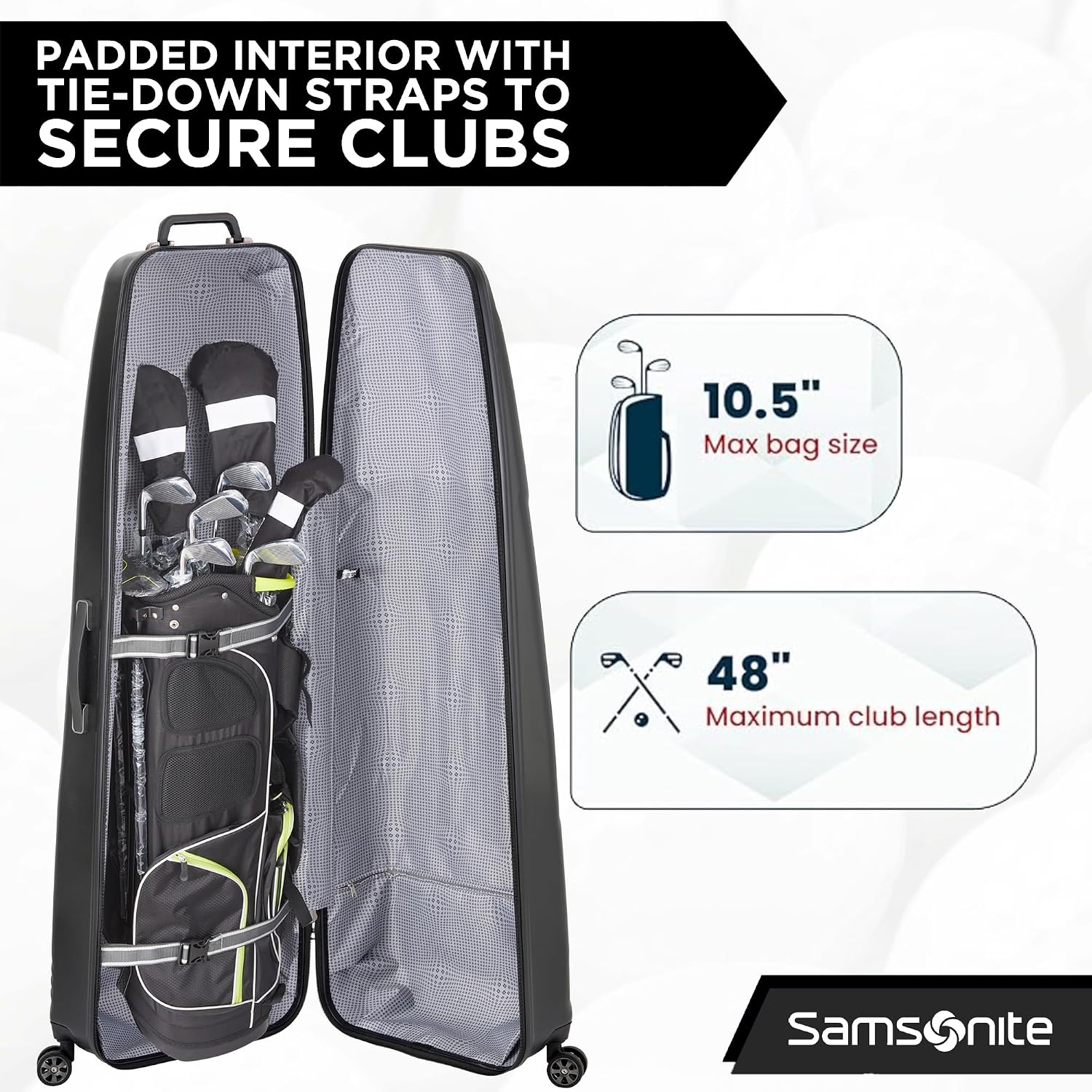 Samsonite Fairway Molded Golf Travel Cover, Polycarbonate Hard Case, Golf Bag Luggage, Ideal for Airlines