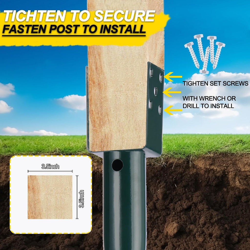 No Dig Ground Screw Anchor Spike – 27 inch U Shaped Post Stake for Mailbox and Fence, Includes Lag Bolts & Rebar, Fits Standard 4x4 (3.5' X 3.5' Inch) Post.