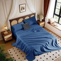 1200 Thread 100% Egyptian Cotton Sheet Sets Full Size 4 Pcs Bedding Set, Fitted Sheet Deep Pocket Up to 16' Soft Bed Sheet for All Season (Full, Navy Blue)