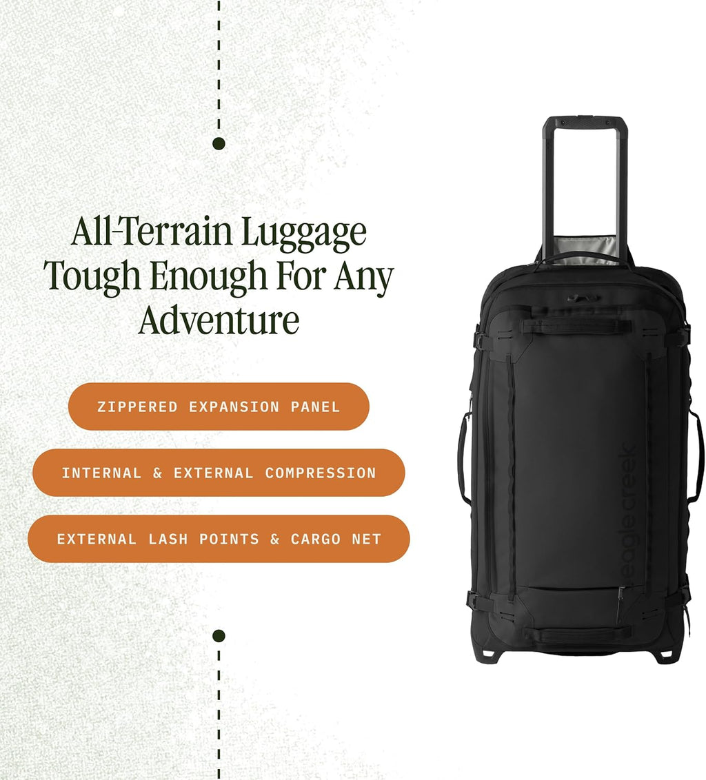 Eagle Creek Gear Warrior XE 2-Wheel Luggage to Keep Travel Items Organized - Smooth Rolling Wheels - Telescoping Handle - Padded Laptop Pocket - Black - 30'