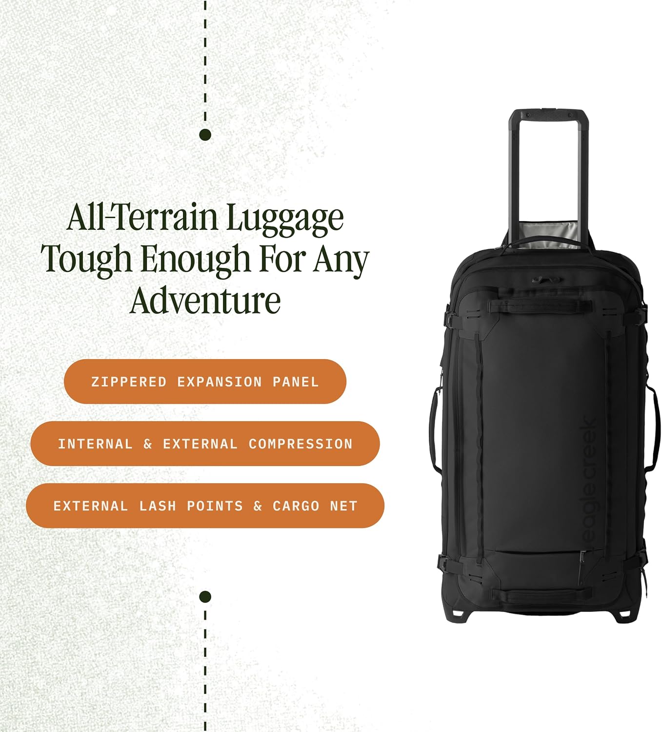 Eagle Creek Gear Warrior XE 2-Wheel Luggage to Keep Travel Items Organized - Smooth Rolling Wheels - Telescoping Handle - Padded Laptop Pocket - Black - 30'