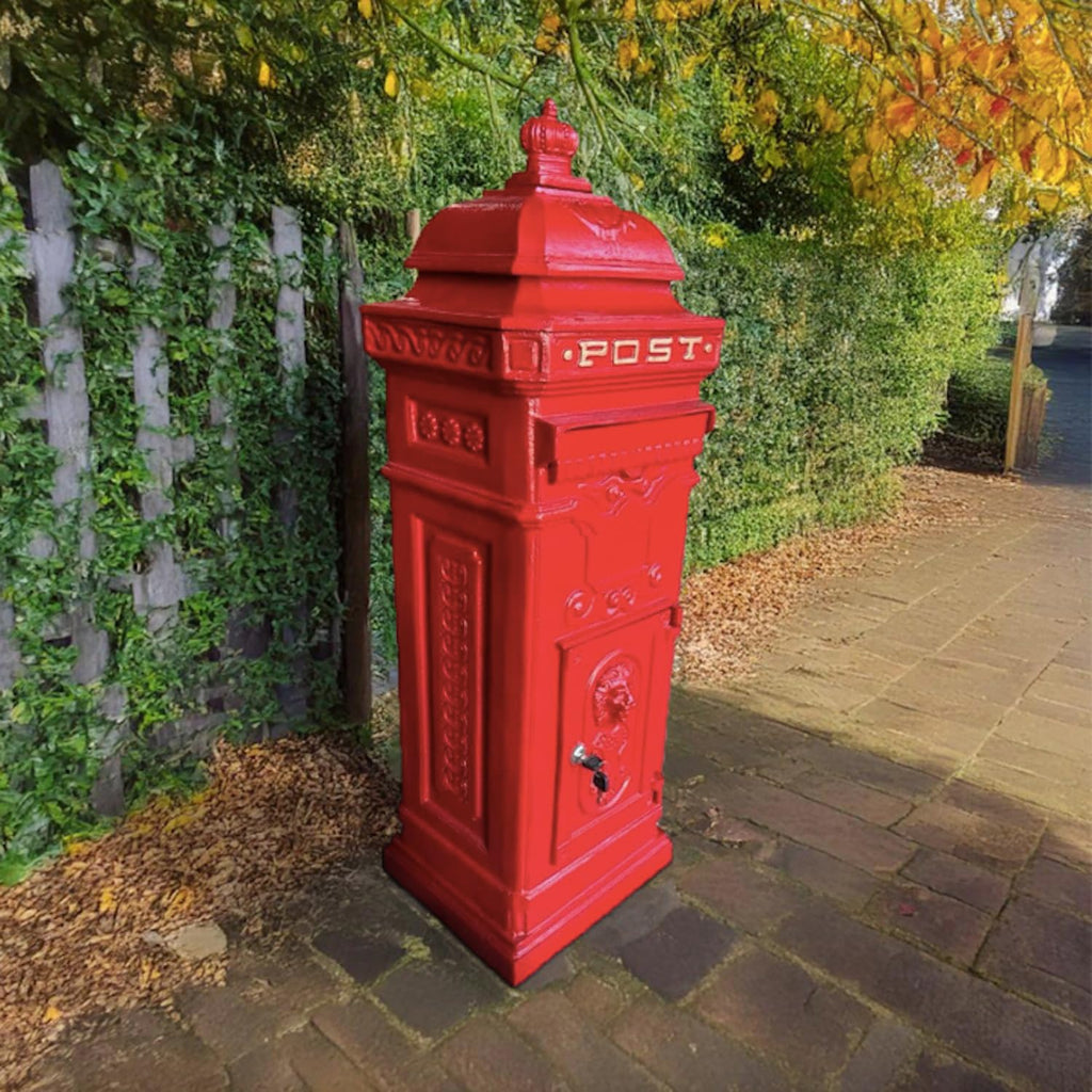 British Cast No Rust Aluminum Red Mailbox Post Box Replica 45 Pounds