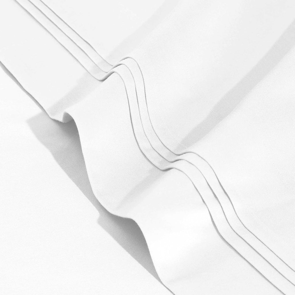 Superior Egyptian Cotton 4 Piece Sheet Set, Luxury 1500 Thread Count, Eco-Friendly, Sustainable Sheets, Ultra-Soft Basics, Solid, Deep Pocket Fitted Sheet, Flat Sheet, Pillowcases, Queen, White