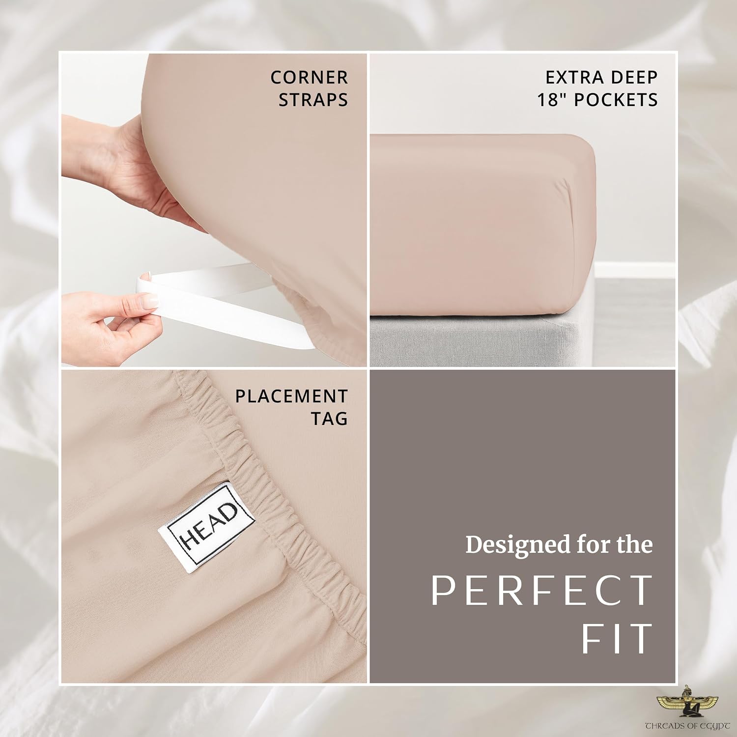 100% Egyptian Cotton Sheets California King Size | 1200 Thread Count | CEA Gold Seal Certified | Ultra Soft | Cooling for Hot Sleepers | 18' Deep Pocket | California King Size [Dune]