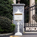 Cast Aluminum Locking Mailbox, Heavy Duty Security Postal Box, Retro Mid-Century Outdoor Mailbox with Key Lock, Weatherproof Anti-Theft Design, Easy Installation, White