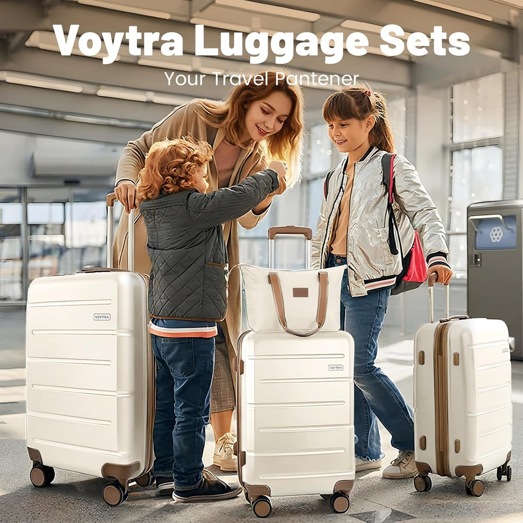 5 Piece 20' 24' 28' ABS Hardside Luggage Set, Lightweight Suitcase with TSA Lock & Smooth Spinner Wheels for Weekend and Air Travel (20/24/28/DB/TB Beige)