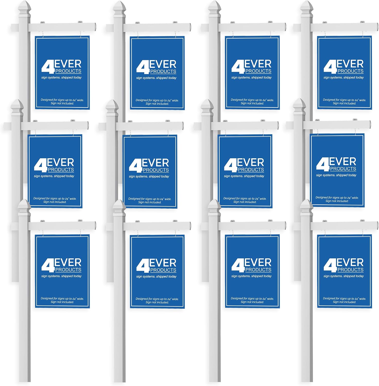 4Ever Products Vinyl PVC Real Estate Sign Post - White - 5' Tall Post - 12 Pack