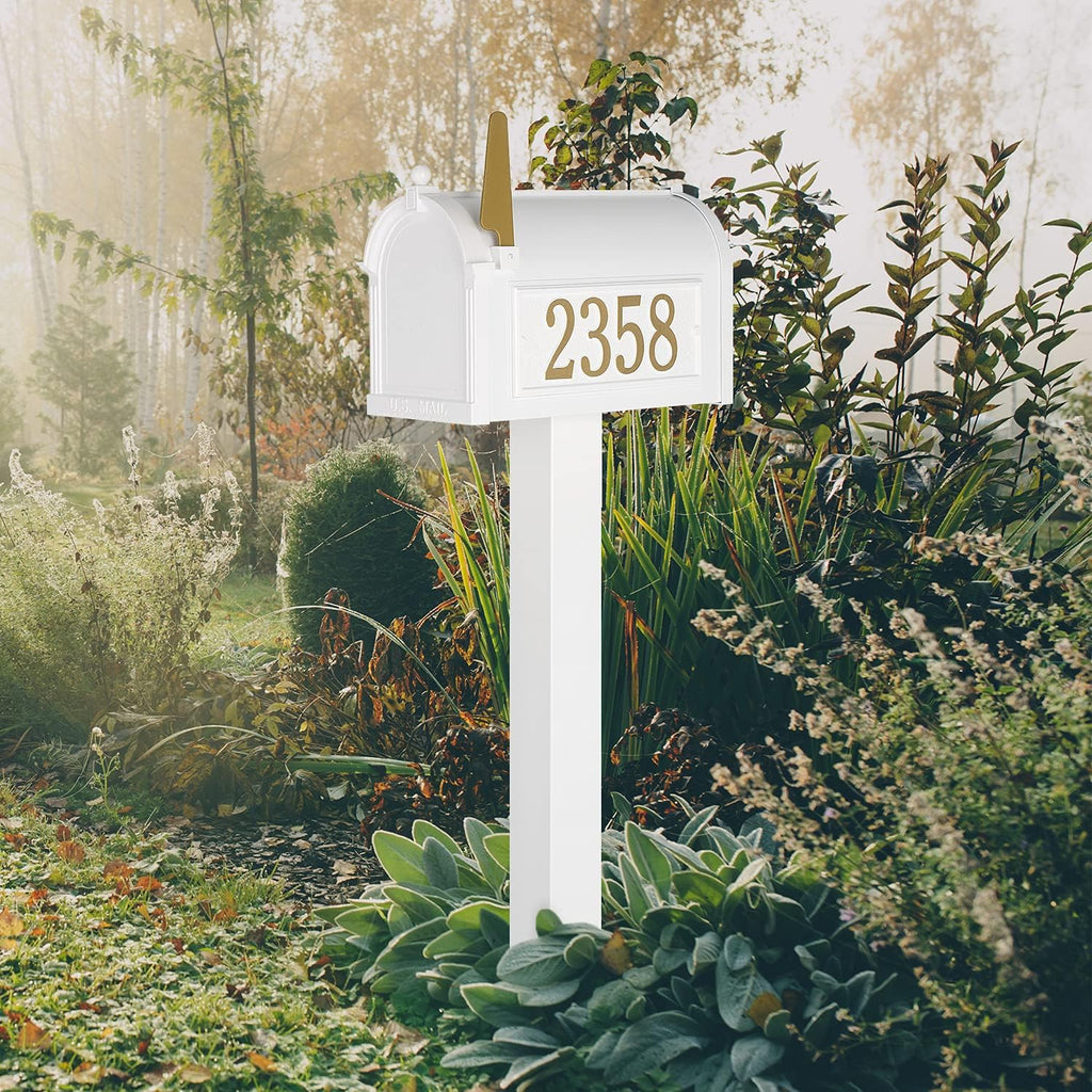 Whitehall Premium Mailbox with Side Address Plaques, Personalized Large Mailbox with Post and Address Plaque for Outside, Package Mail Box with Post (4 Colors Available)