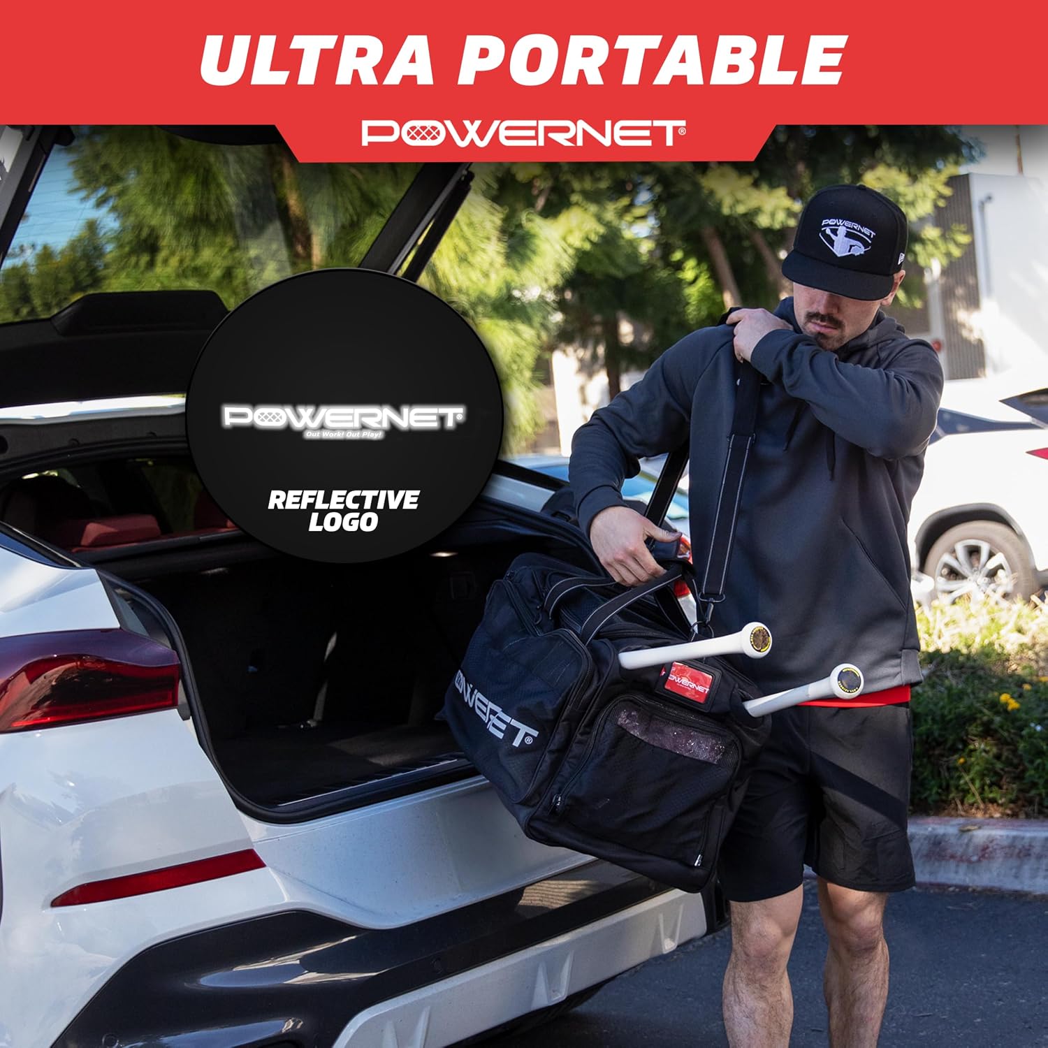 PowerNet Pro Duffle Bag, Softball Baseball Bag, Baseball Gear Bag, Baseball Bat Bag with Internal Bat Sleeves, Baseball Bags with Padded Strap & Pockets