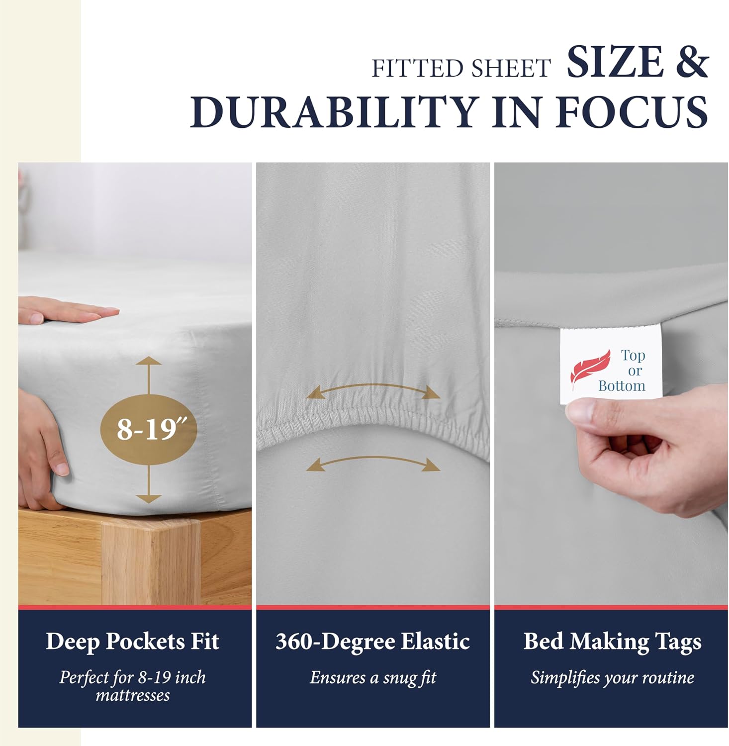 100% Egyptian Cotton Queen Size Sheets Set - Luxury 1200 Series Signature Collection Egyptian Cotton Sheet (4 PC, Light Grey), Soft Cooling, Sateen Weave, 17' Deep Pocket Hotel Bed Set
