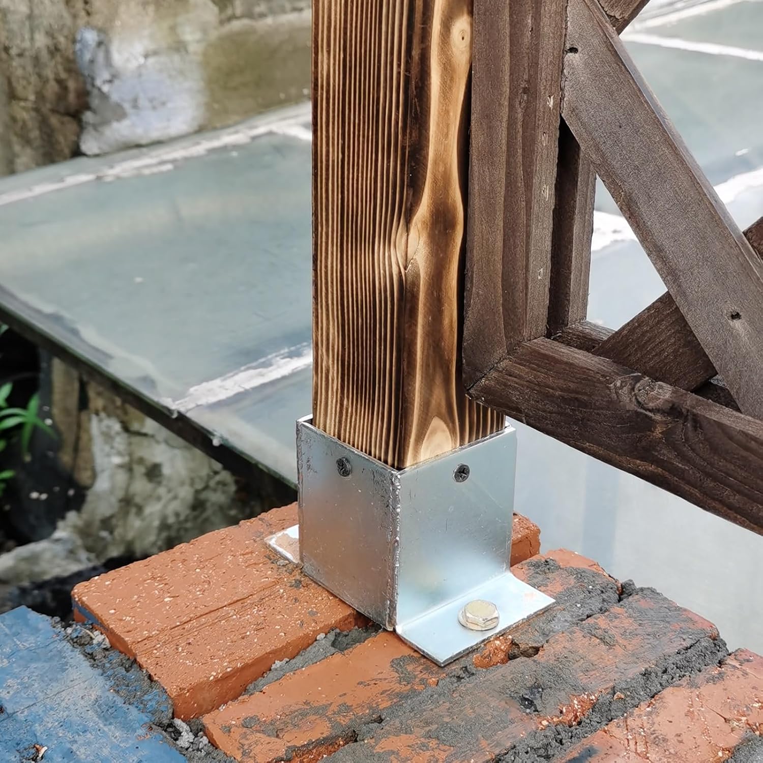 Decking Post Base for Deck Porch Handrail Railing Support, Stainless Steel Fence Post Bracket for Concrete, Pergola Stand Boots/Square Mailbox Post Anchors(2 Pcs-70x70mm)