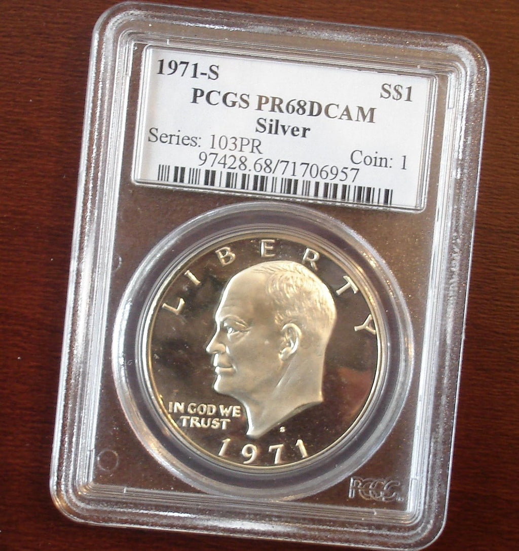 1971S SILVER 'IKE' DOLLAR GRADED PR68 DCAM BY PCGS