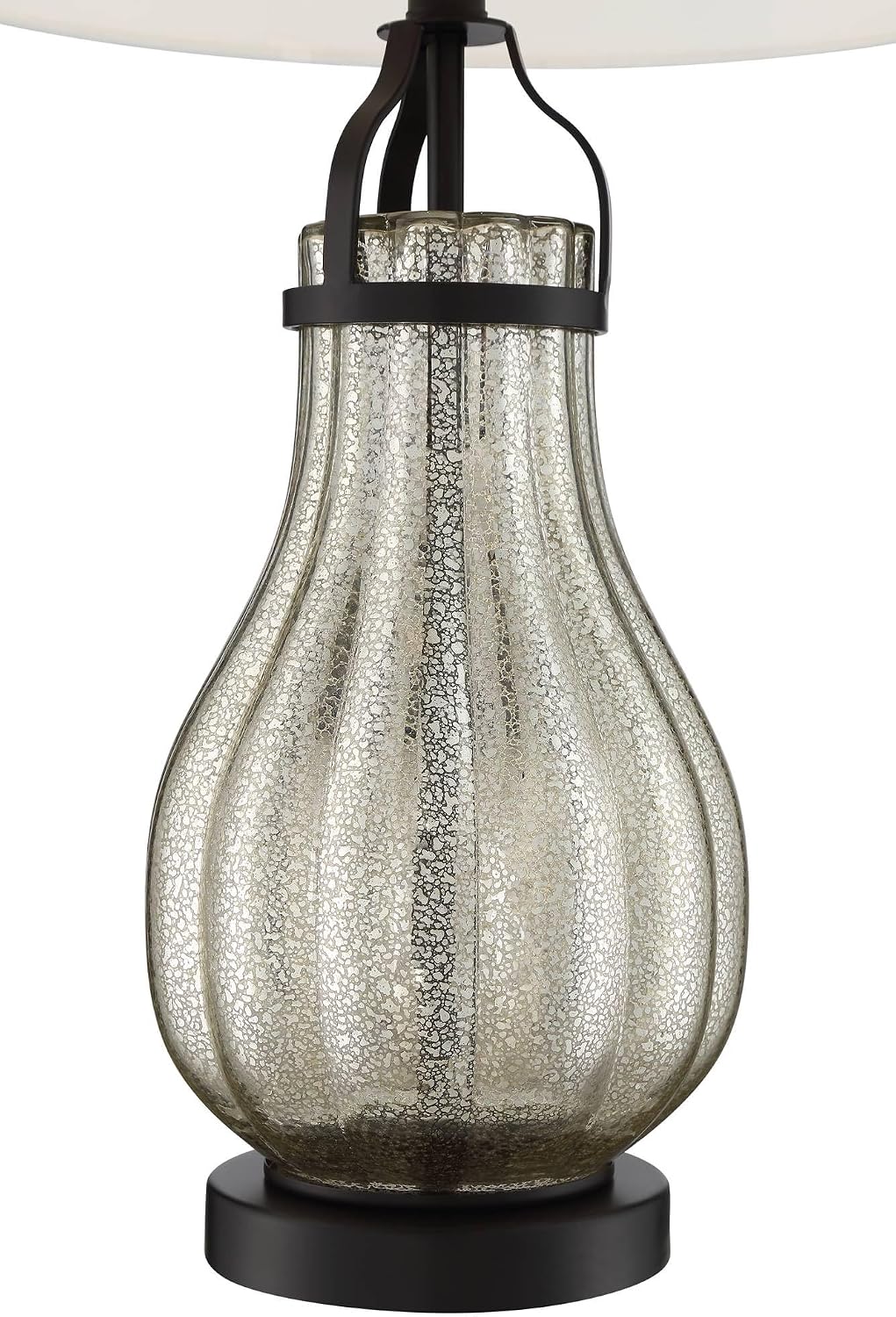 Franklin Iron Works Arian 27 1/2' Tall Modern Table Lamps Set of 2 Oil Rubbed Bronze Finish Metal Mercury Glass White Shade Living Room Bedroom Bedside Nightstand House Office Home Reading