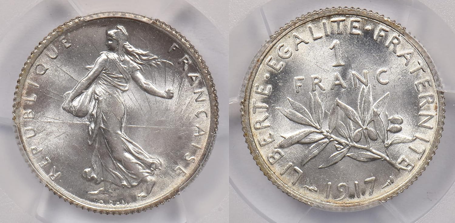 Collectible Coin France 1917 Franc PCGS MS 64 rare condition Gad-467 F-217 PC1237