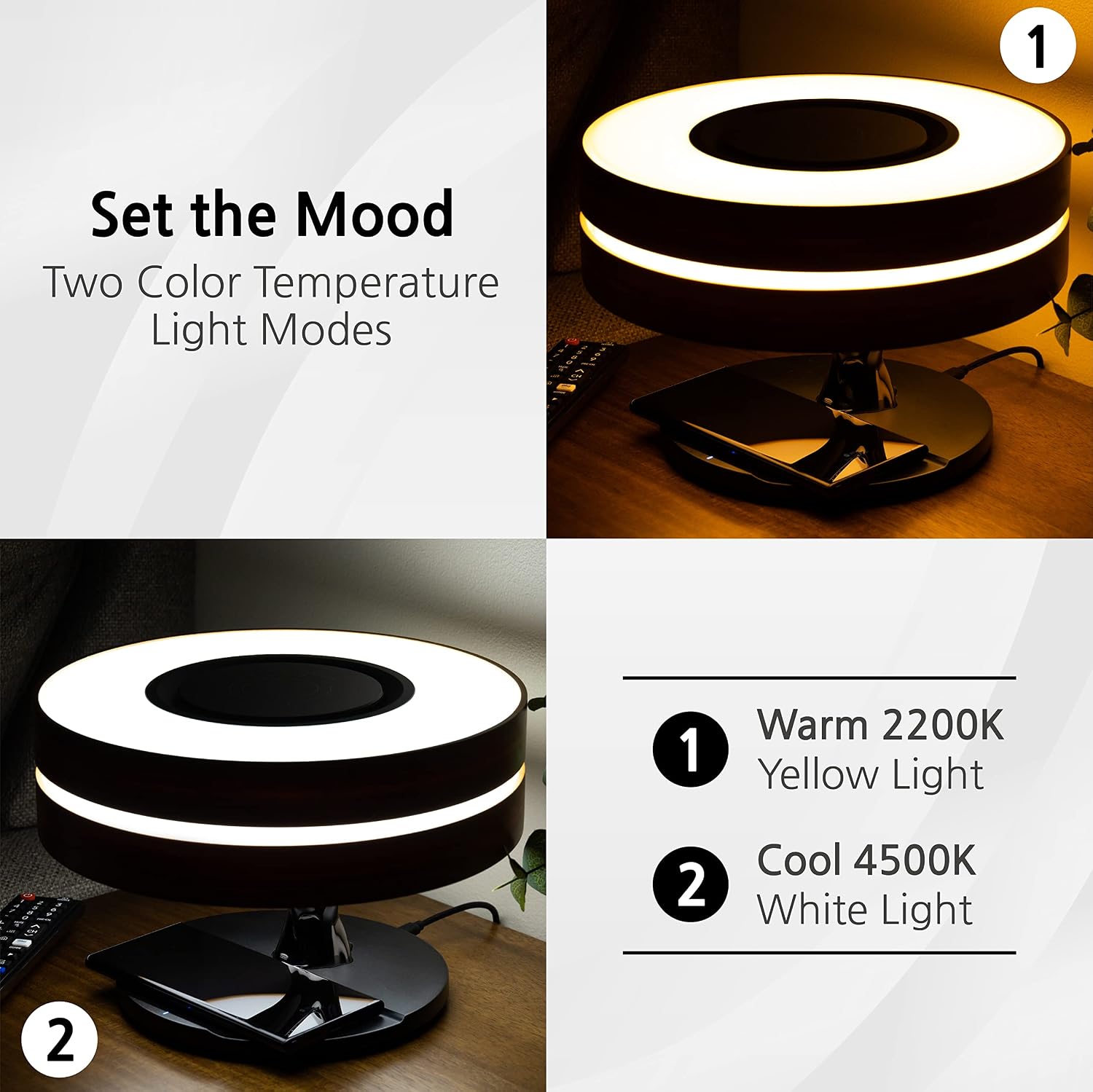 Dawn Lamp Modern Desk Lamp Multifunctional with Adjustable Light Settings, TWS Bluetooth Speaker, Wireless Charger, Touch Controls, for Home Office, Dorm Decor, Bedroom