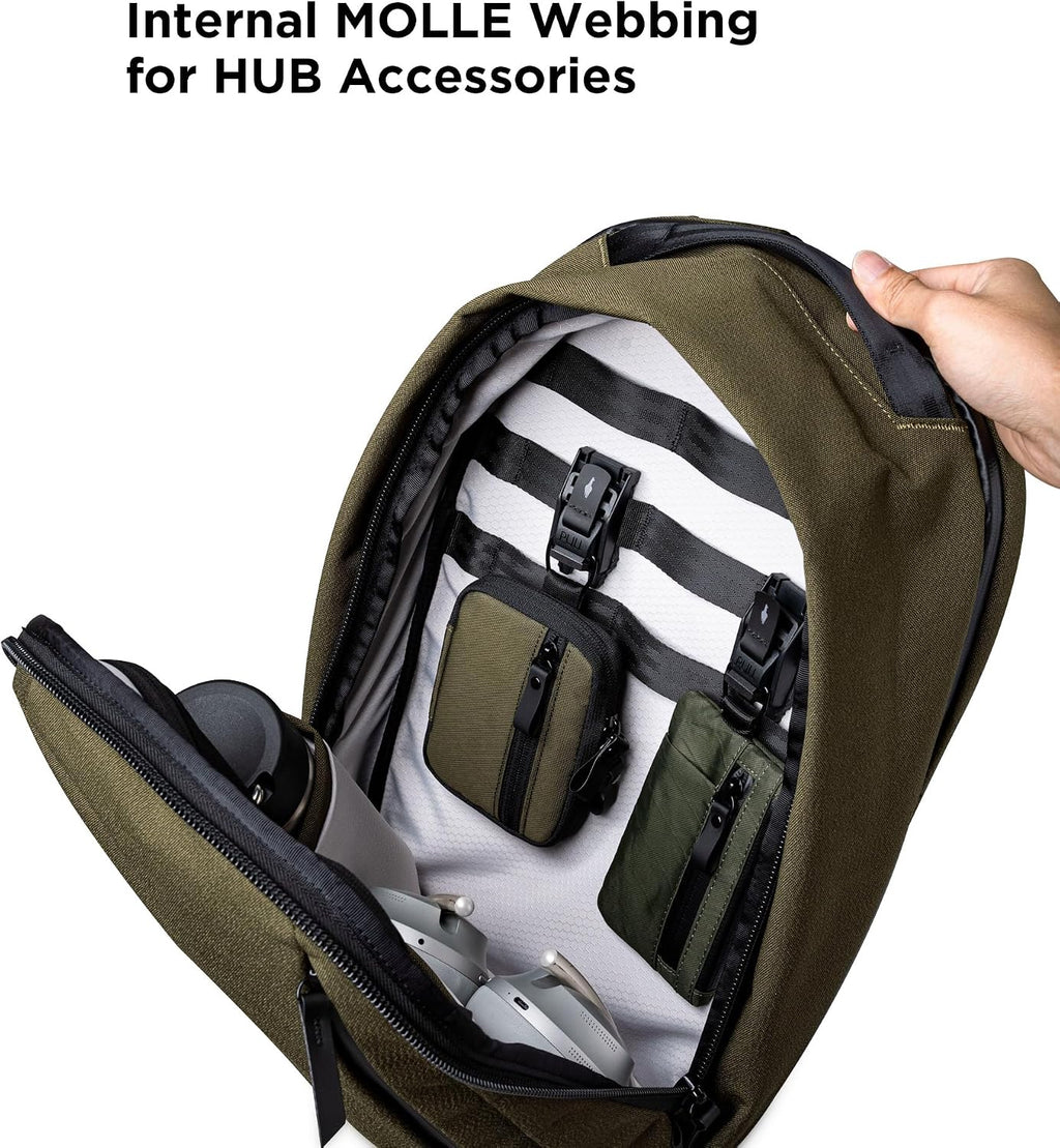 ALPAKA Metro Backpack Pro for Men - Fits 16' Laptop Business Travel Backpack with YKK Zippers, MOD Key Leash,Axoflux 600D (Army Green)