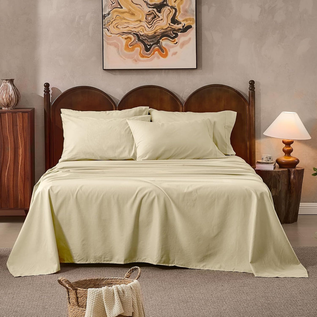 100% Linen Sheets King Size,Breathable & Durable 4-Piece Bed Flax Sheet Set,Soft All-Season Bedding for Hot Sleepers 16' Deep Pocket Oeko-TEX Certified,（King, Brown Taupe）